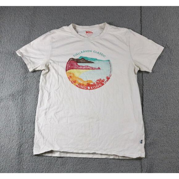 FjallRaven Mens T Shirt M Egg Shell Classic Hong Kong Graphic Print Pull Over - Picture 1 of 7